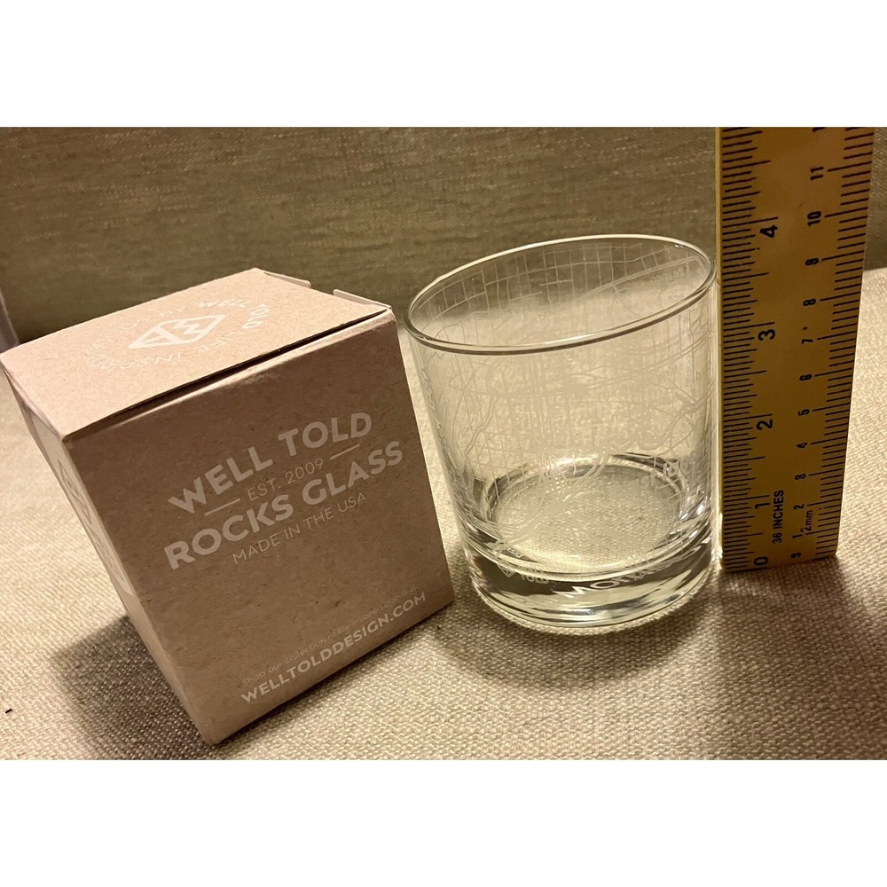 Well Told Design East Lansing Michigan MSU Map Etched Rocks Glass 11oz Whiskey